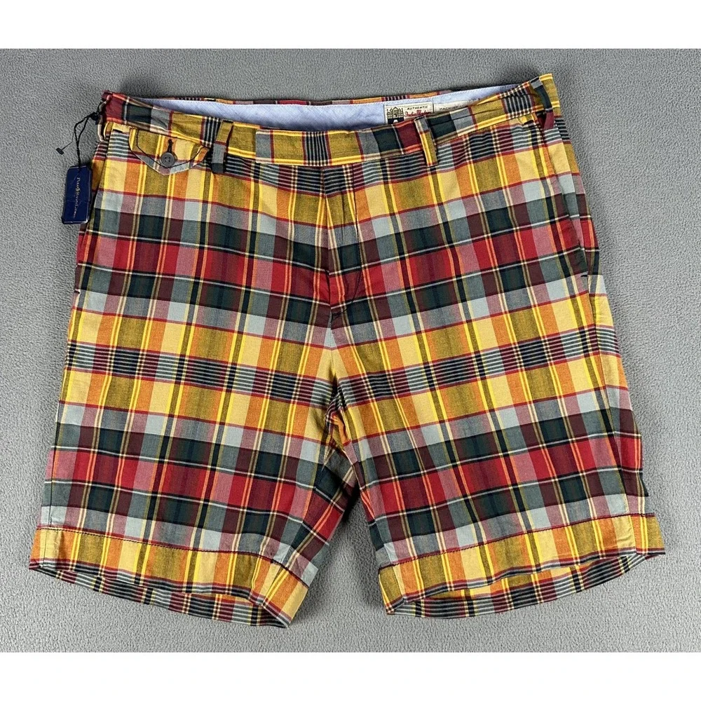 Polo Ralph Lauren Shorts Mens 34 Red Yellow Authentic Indian Madras Plaid NWOT